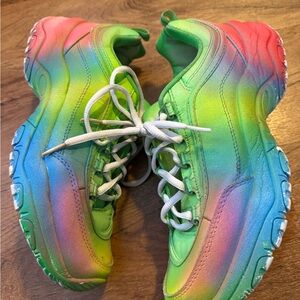 Fila Disruptor II Tie Dye sneakers in a rainbow/ multi-color size 9.5